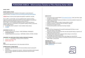 Mistrzostwa Świata FIFA 2022 w Katarze – poradnik dla Kibica